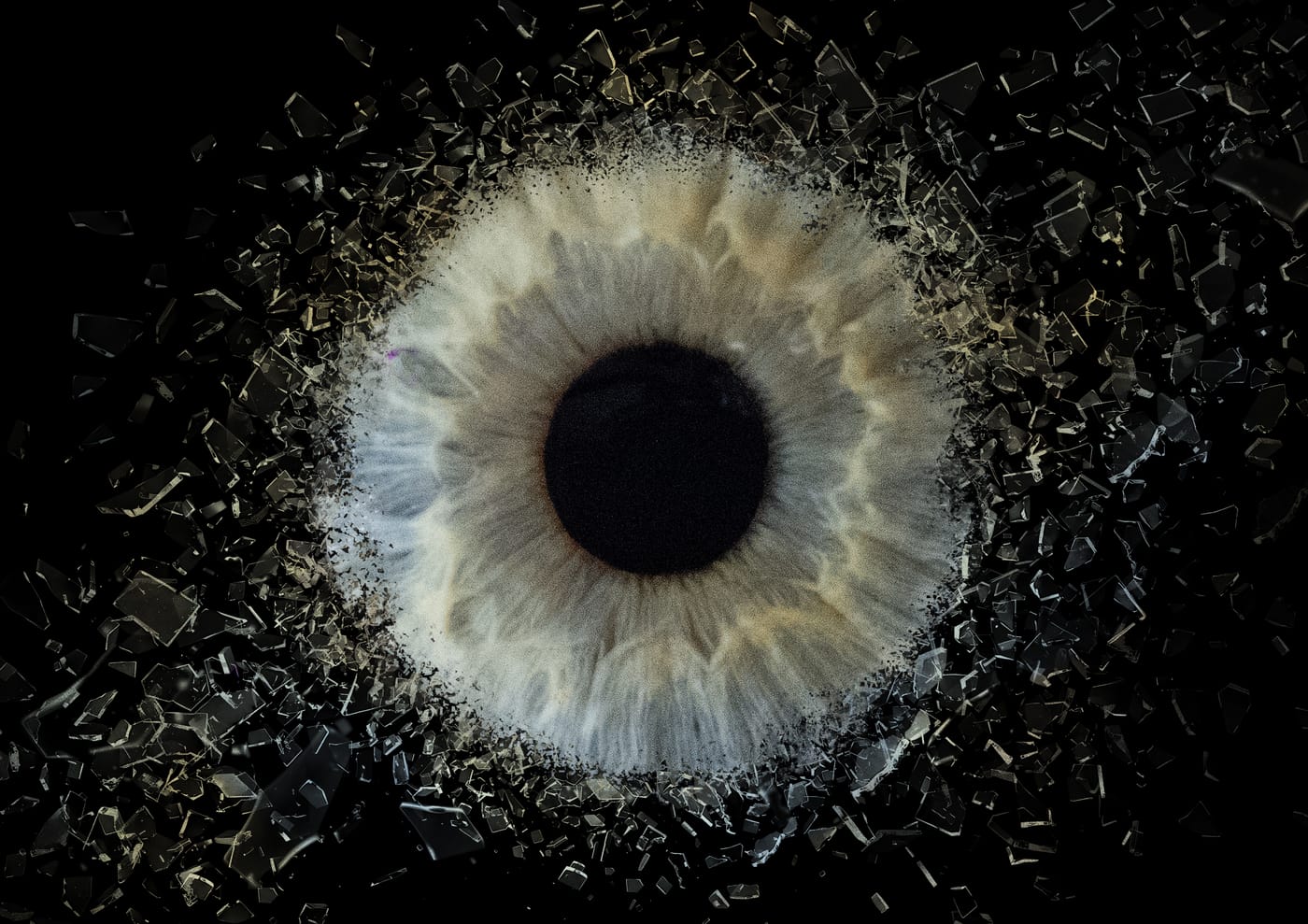 Iris macro art with explosive light effect