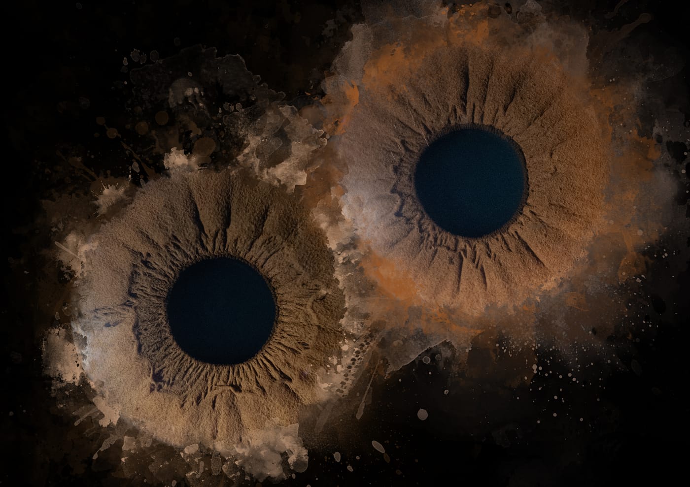 Two irises with watercolor effect
